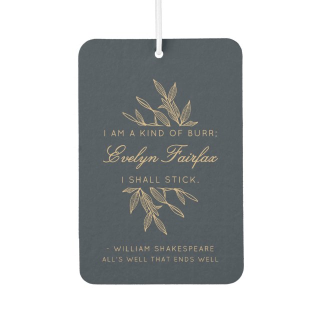 Custom Elegant Modern Botanical Witty Quote Navy  Car Air Freshener (Front)