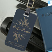 Custom Elegant Modern Botanical Witty Quote Navy