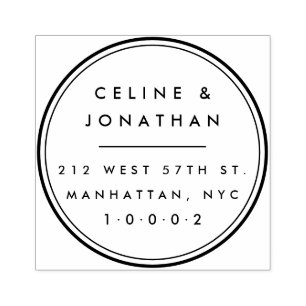 Custom Elegant Modern Couple Wreath Return Address Rubber Stamp