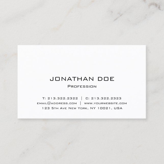 Custom Elegant Modern Minimalist Simple Template Business Card (Front)