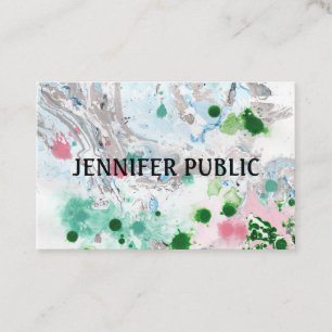 Custom Elegant Modern Pink Blue Green Abstract Business Card