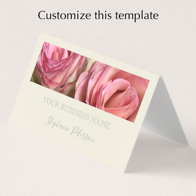 Custom Elegant Modern Sage Green Photo Template  Business Card (Add your photo and custom text to this folded business card template. Sage elegant modern script.
)