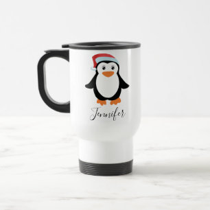 custom Elegant modern Script Name Stylish penguin Travel Mug