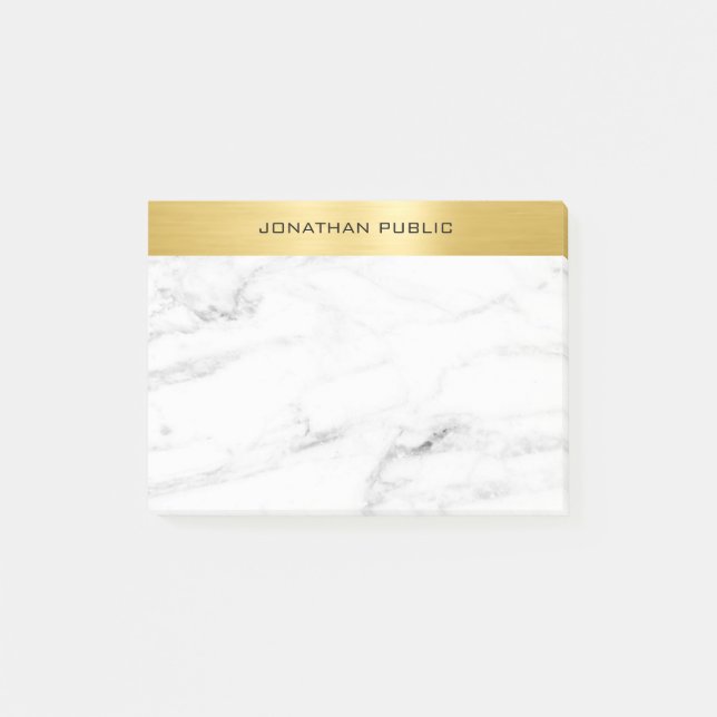 Custom Elegant Modern Simple Gold Marble Template Post-it Notes (Front)