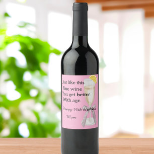 Custom elegant mom 50th birthday  wine label