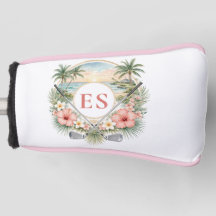 Custom Elegant Monogram Beach Coastal Golf Theme