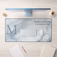 Custom Elegant Monogram Light Blue Marble