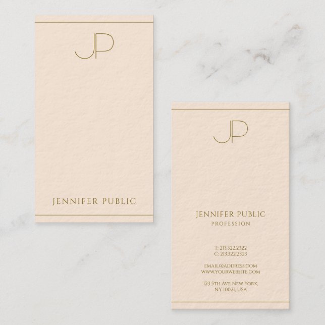 Custom Elegant Monogram Template Luxurious Thick Business Card (Front/Back)