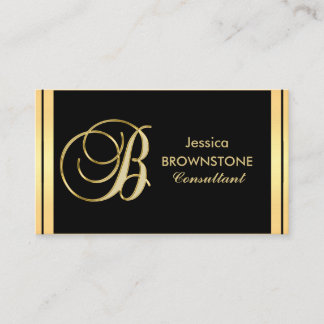 Custom Elegant Monogrammed Gold Black Letter 'B' Business Card