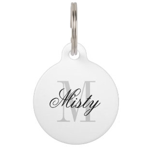 Custom elegant name monogram collar tag for pet