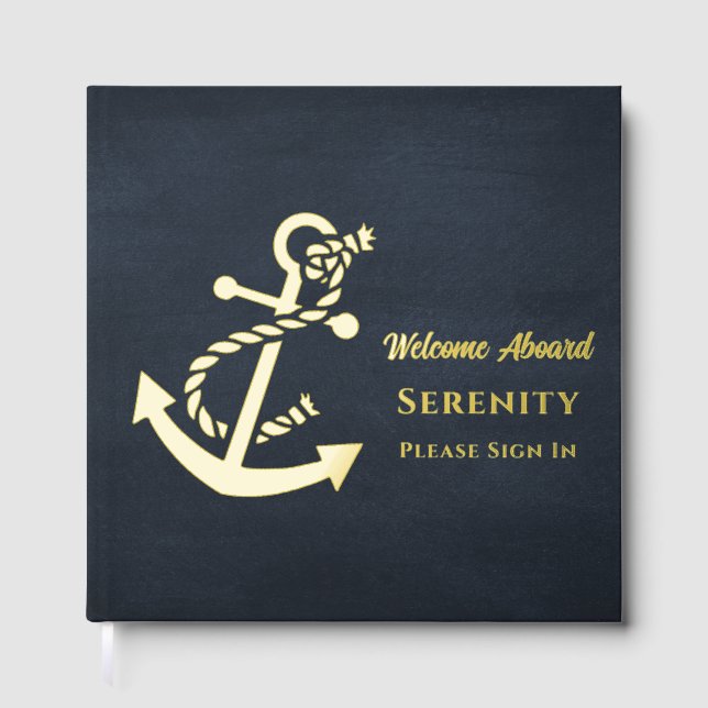 Custom Elegant Nautical Ship Guest Book (Front)
