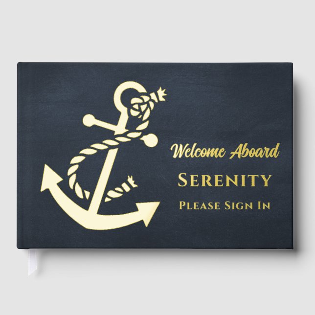 Custom Elegant Nautical Ship Guest Book (Front)