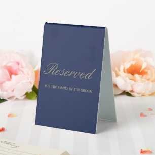 Custom Elegant Navy Script Wedding Reserved 