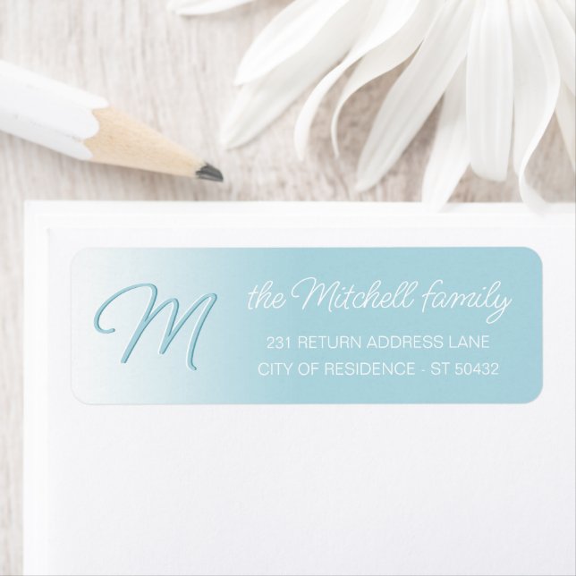 Custom Elegant Pastel Aqua Ocean Blue Monogram (Insitu)