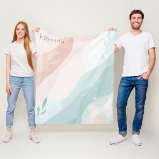 Custom Elegant Peach and Mint Minimalist Abstract Fleece Blanket