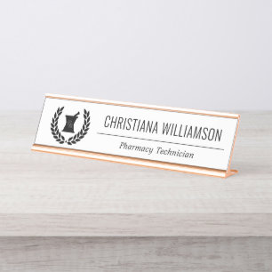 Custom Elegant Pharmacist Pharmacy Staff Employee Desk Name Plate