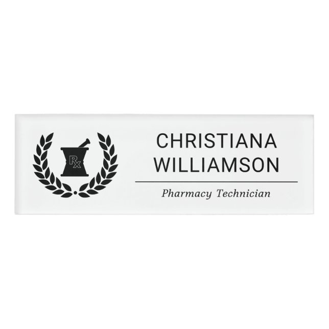 Custom Elegant Pharmacist Pharmacy Staff Employee Name Tag (Front)