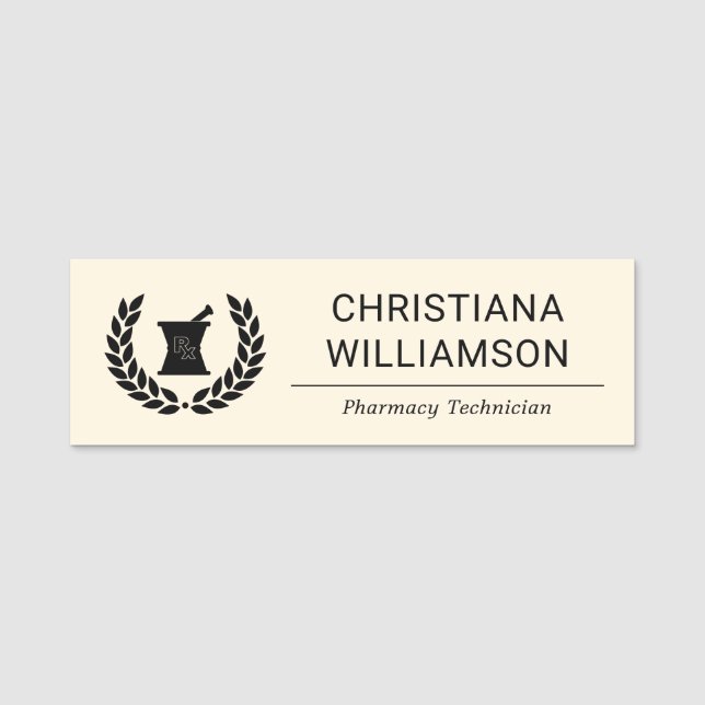 Custom Elegant Pharmacist Pharmacy Staff Employee Name Tag (Front)