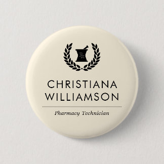 Custom Elegant Pharmacist Pharmacy Tech Staff 6 Cm Round Badge