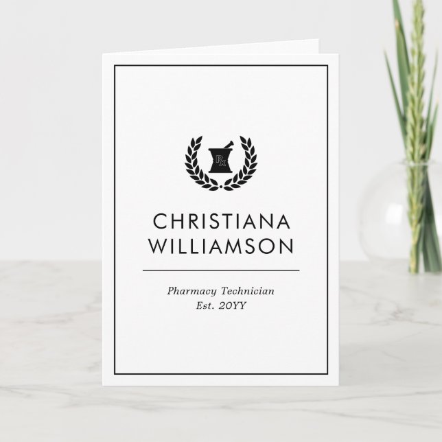 Custom Elegant Pharmacist Pharmacy Tech Staff Card (Front)