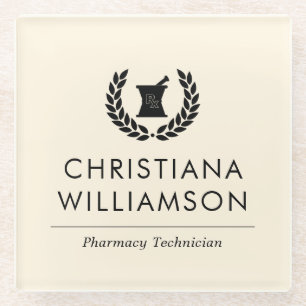 Custom Elegant Pharmacist Pharmacy Tech Staff Glass Coaster