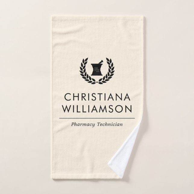 Custom Elegant Pharmacist Pharmacy Tech Staff Hand Towel (Hand Towel)