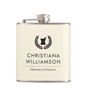 Custom Elegant Pharmacist Pharmacy Tech Staff Hip Flask