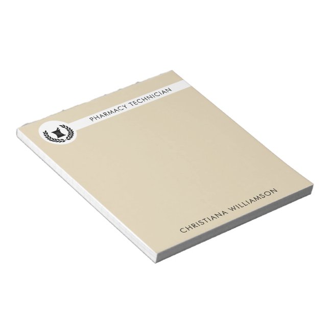 Custom Elegant Pharmacist Pharmacy Tech Staff Notepad (Angled)