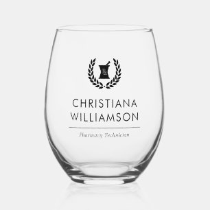 Custom Elegant Pharmacist Pharmacy Tech Staff Stemless Wine Glass