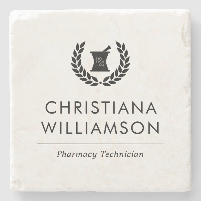 Custom Elegant Pharmacist Pharmacy Tech Staff Stone Coaster (Front)