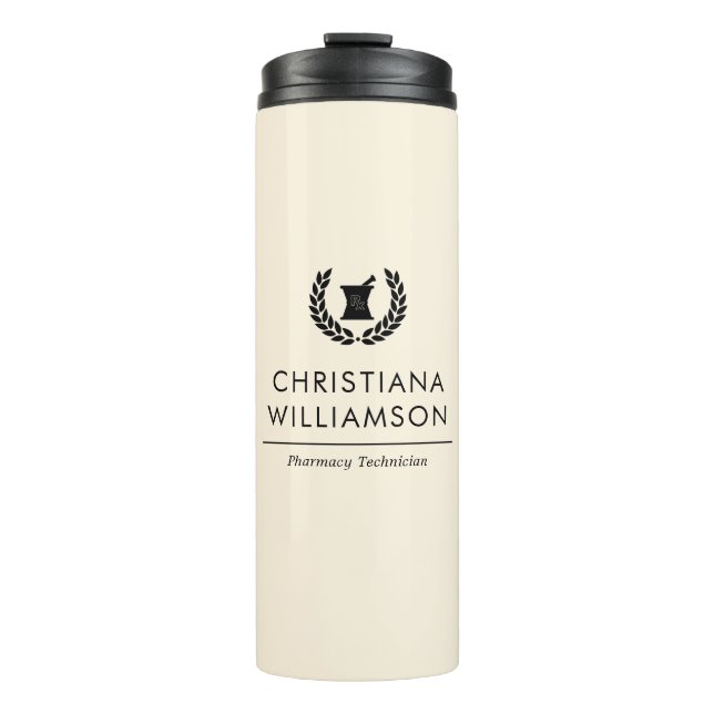 Custom Elegant Pharmacist Pharmacy Tech Staff Thermal Tumbler (Front)