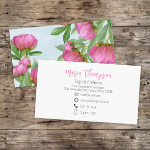 Custom Elegant Pink Floral Simple Professional  Business Card