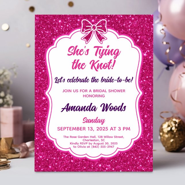 Custom Elegant Pink Glitter Design Bridal Shower Invitation (Creator Uploaded)