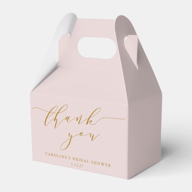 Custom Elegant Pink Script Thank You Bridal Shower Favour Box (Front Side)