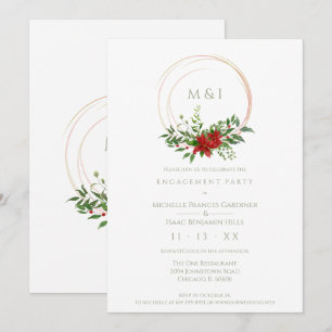 Custom Elegant Poinsettia Christmas Wedding Party Invitation