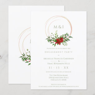 Custom Elegant Poinsettia Christmas Wedding Party Invitation