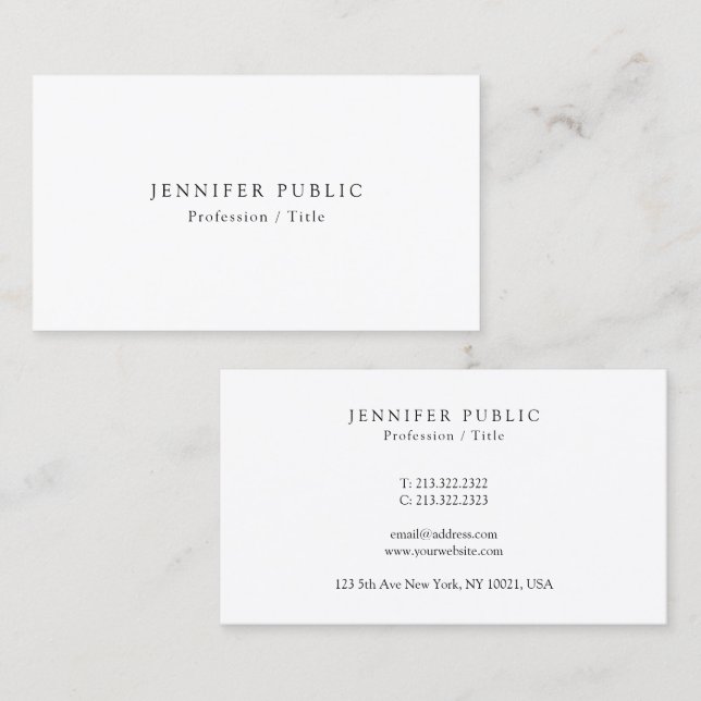Custom Elegant Professional Modern Minimal Design Business Card (Front/Back)