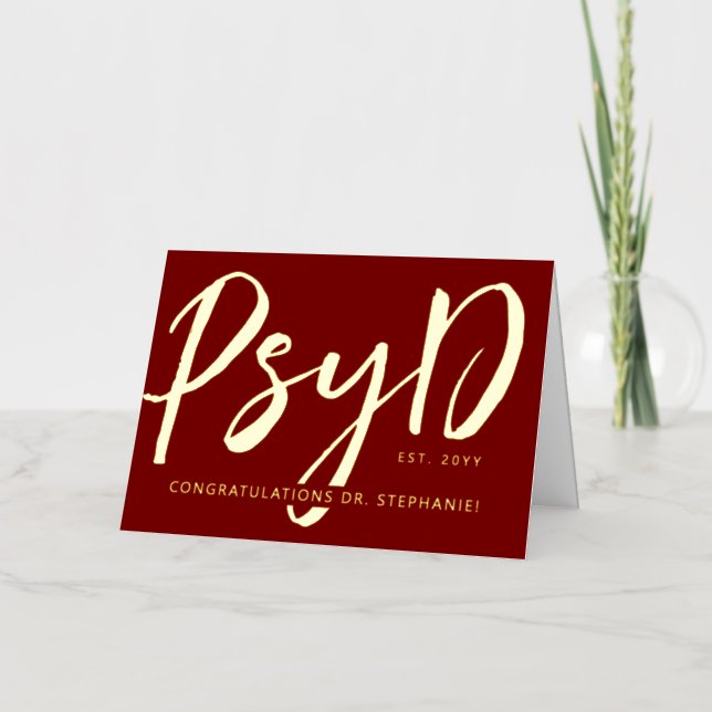 Custom Elegant PsyD Doctor of Psychology Modern Foil Greeting Card (Front)