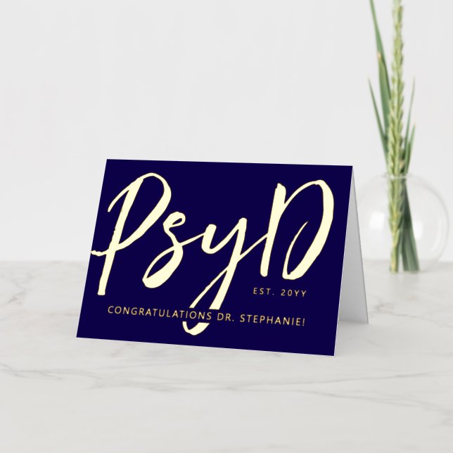 Custom Elegant PsyD Doctor of Psychology Modern Foil Greeting Card (Front)