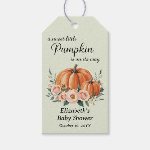 Custom Elegant Pumpkin Floral Baby Shower Gift Tags
