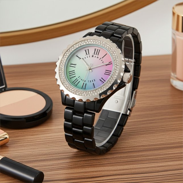 Custom Elegant Roman Numeral Hour Ticks, Rainbow Watch (Creator Uploaded)