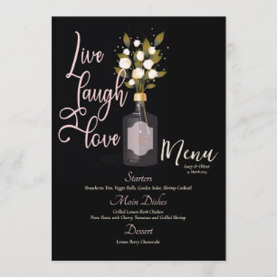 Custom Elegant, Romantic, Black, Floral Wedding Menu