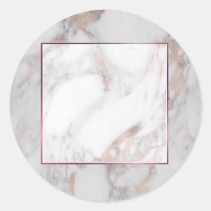 Custom Elegant Rose Gold Marble Blank Template Classic Round Sticker