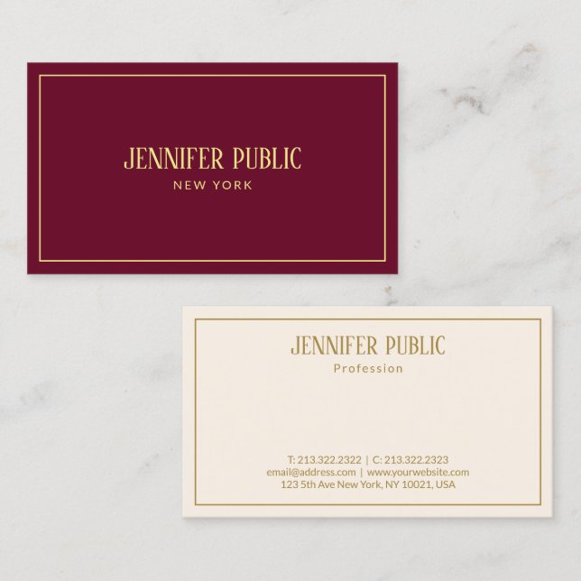 Custom Elegant Ruby Red & Gold Luxurious Business Card (Front/Back)