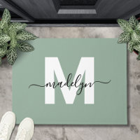 Custom Elegant Sage Green Monogram Script Name