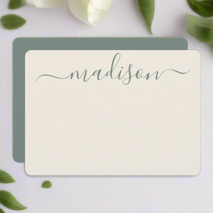 Custom Elegant Sage Green Typography Script Name Card