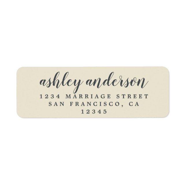 Custom Elegant Script Antique White Return Address (Front)
