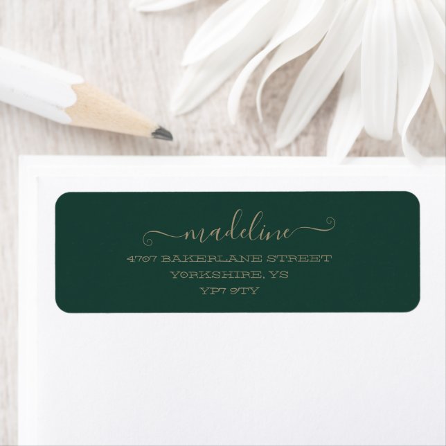 Custom Elegant Script Emerald Green Name Address  (Insitu)