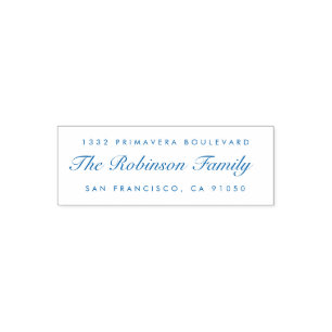 Custom Elegant Script Family Name Return Address Self-inking Stamp