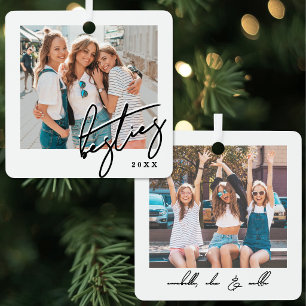Custom Elegant Script Friend Photo Metal Tree Decoration